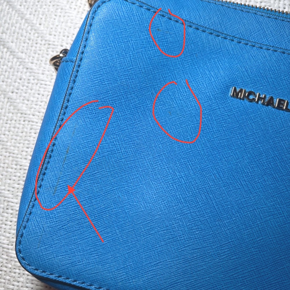Michael Kors Jet Set East West Crossbody Bag Blue Saffiano Leather Gold Hardware - Picture 7 of 10